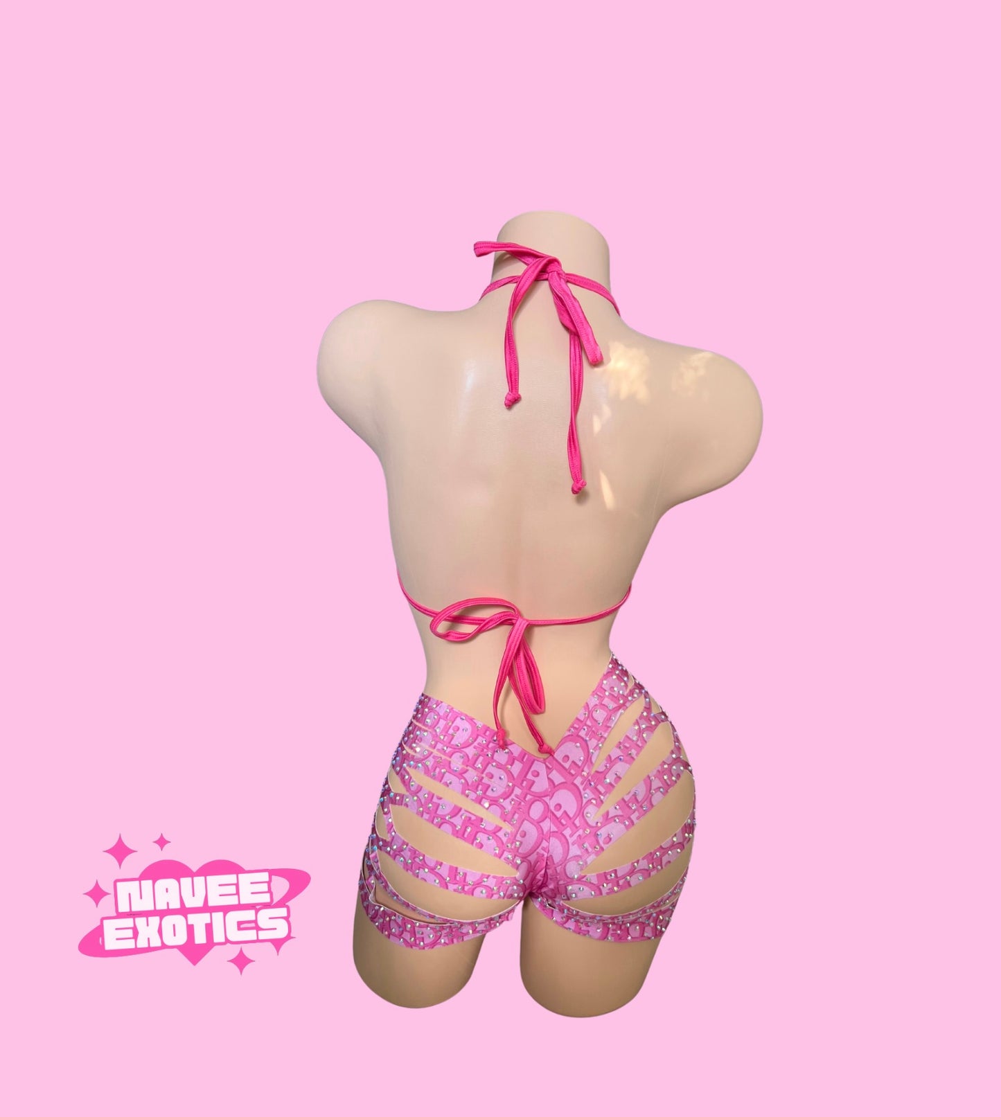 Cut Shorts Set Pink CD Triangle Top
